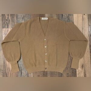 Vintage 50s 60s Parker Vienna 100% Alpaca Cardigan Brown Tan Sweater Australia
